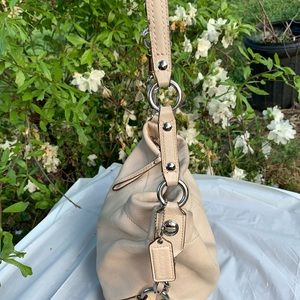 Coach Carly beige pebbled bag